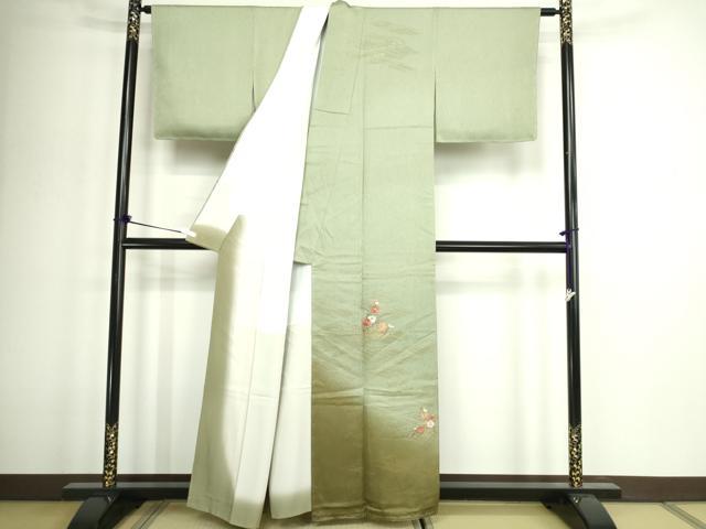 平和屋着物■訪問着　刺繍　草花文　暈し染め　金彩　正絹　逸品　DABD3382sf