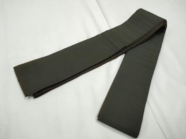 平和屋着物●男性　本場筑前博多織　両面　角帯　色無地　黄枯茶色×檳榔子染色　正絹　逸品　CABF5387hy 平和屋着物○男性 本場筑前博多織 両面 角帯 色無地 黄枯茶色×