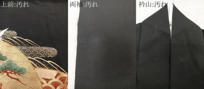 平和屋着物■豪華黒留袖　作家物　駒刺繍　波飛鶴扇松文　金彩　正絹　逸品　CABE9825xi