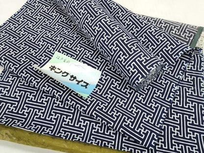 平和屋着物＊夏物 男性 浴衣 反物 着尺 東京本染 はずみ染 紗綾形 キングサイズ 綿 未使用 DABD7535zzz