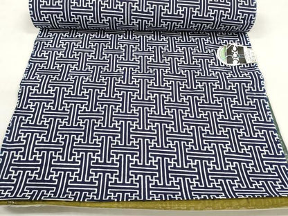 平和屋着物＊夏物 男性 浴衣 反物 着尺 東京本染 はずみ染 紗綾形 キングサイズ 綿 未使用 DABD7535zzz