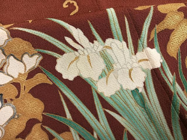 平和屋着物●浦野理一　色留袖　草花文　金彩　鬼しぼ縮緬　正絹　逸品　AABH8260ph