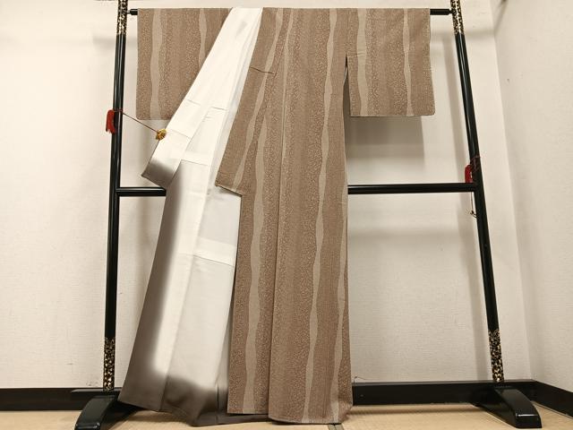 平和屋着物●上質な小紋　紬地　小花文　正絹　逸品　未使用　AABH8269ph