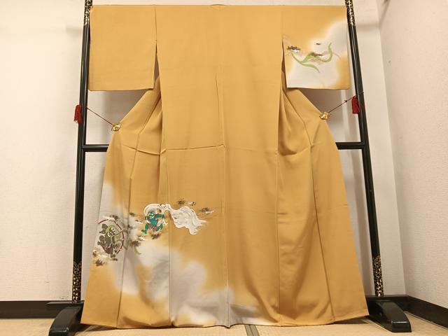 平和屋着物●訪問着　手描き　風神雷神　金彩　正絹　逸品　AABH8267ph