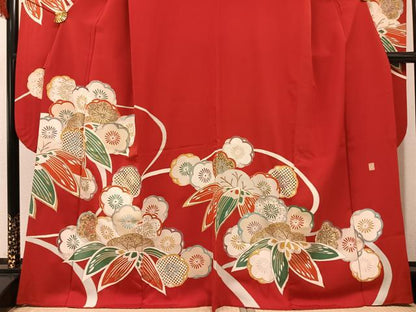 平和屋着物●友禅白木染匠　二代目　白木周生　振袖　駒刺繍　松竹梅文　金彩　正絹　逸品　AABH8263ph