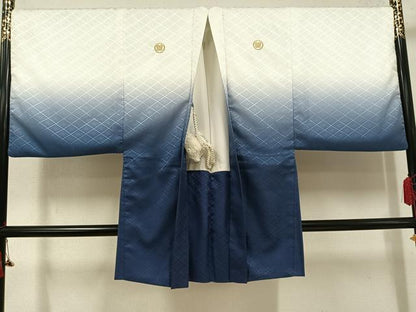 平和屋着物●男性　白紋付・羽織・袴セット　洗える着物　AABH8270ph