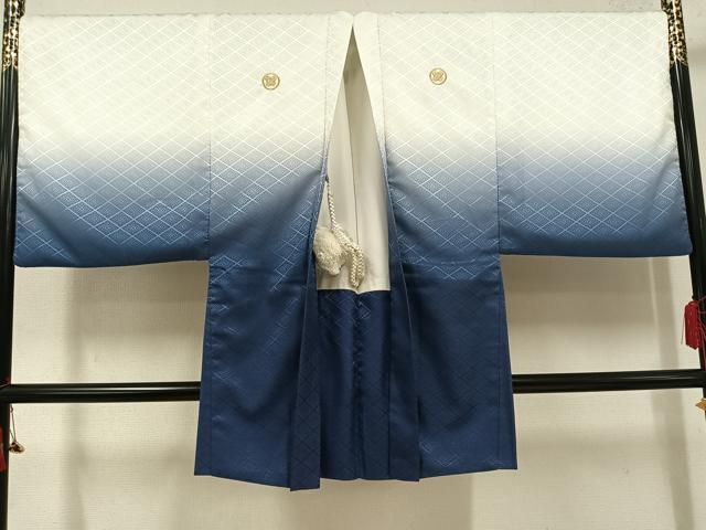 平和屋着物●男性　白紋付・羽織・袴セット　洗える着物　AABH8270ph