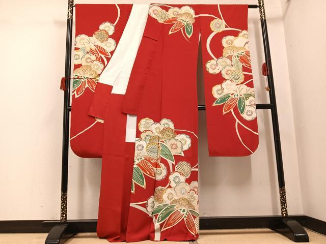 平和屋着物●友禅白木染匠　二代目　白木周生　振袖　駒刺繍　松竹梅文　金彩　正絹　逸品　AABH8263ph
