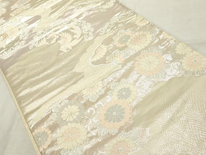 平和屋着物◎六通柄袋帯　唐織　花鳥文　銀糸　正絹　逸品　DABE2879cd