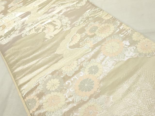 平和屋着物◎六通柄袋帯　唐織　花鳥文　銀糸　正絹　逸品　DABE2879cd