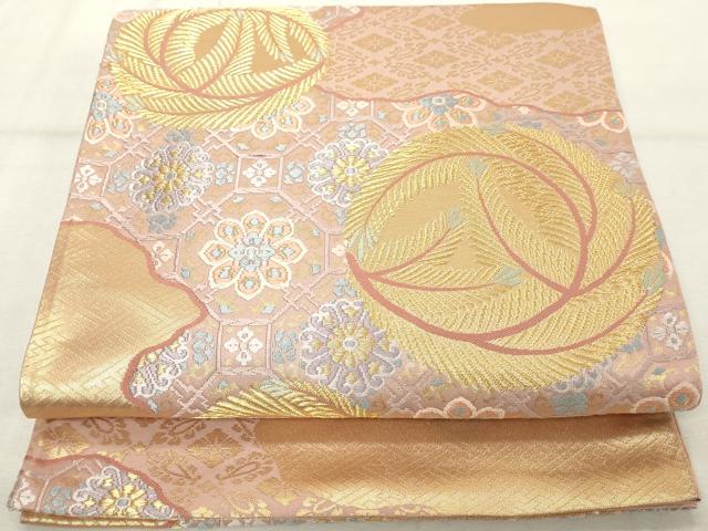 平和屋着物◎六通柄袋帯　唐織　花丸文　金糸　正絹　逸品　DABE2903cd