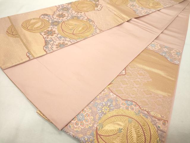 平和屋着物◎六通柄袋帯　唐織　花丸文　金糸　正絹　逸品　DABE2903cd