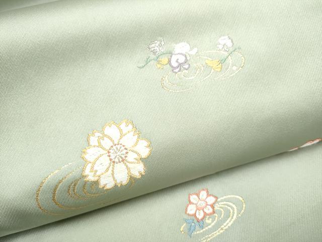 平和屋着物●九寸開き名古屋帯　唐織　流水花文　金銀糸　正絹　逸品　CABF5290hy 平和屋着物○九寸開き名古屋帯 唐織 流水花文 金銀糸 正絹