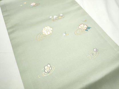平和屋着物●九寸開き名古屋帯　唐織　流水花文　金銀糸　正絹　逸品　CABF5290hy