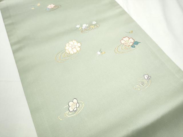 平和屋着物●九寸開き名古屋帯　唐織　流水花文　金銀糸　正絹　逸品　CABF5290hy