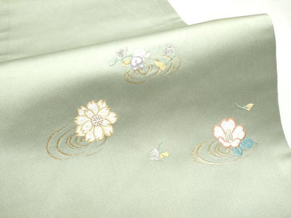 平和屋着物●九寸開き名古屋帯　唐織　流水花文　金銀糸　正絹　逸品　CABF5290hy