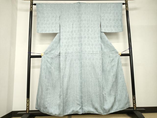 平和屋着物●名門　藤娘きぬたや・杢目絞り　小紋　草花地紋　正絹　逸品　AABH8403ck