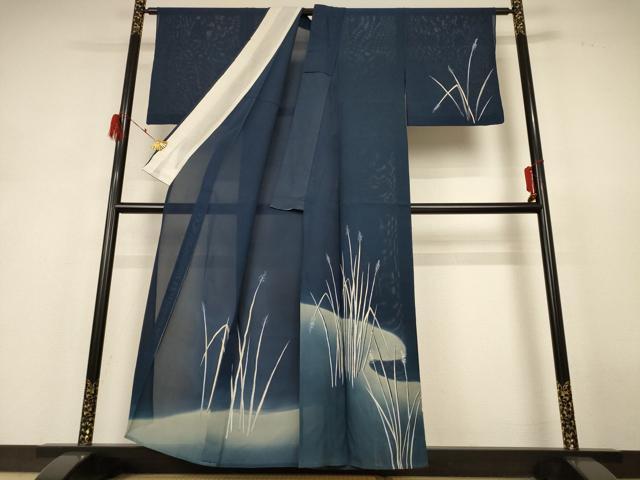 平和屋着物＊夏物 訪問着 絽 手描き 草花文 正絹 逸品 AABH6512jd
