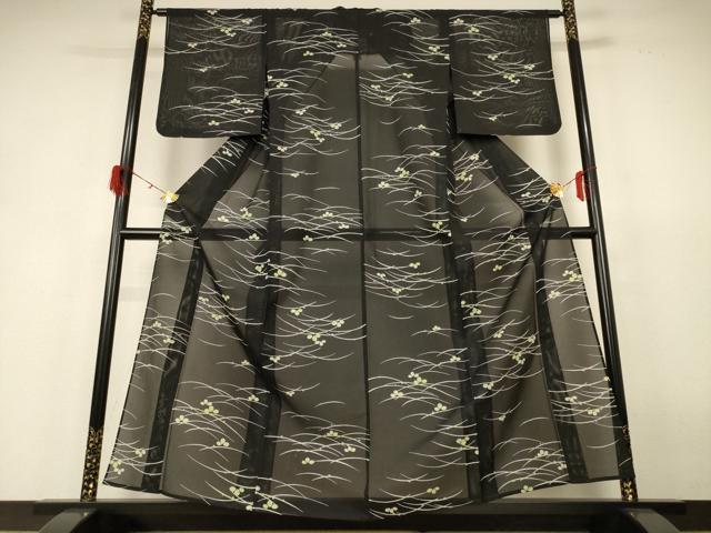 平和屋着物＊夏物 小紋 絽 芝葉文 洗える着物 AABH6521jd
