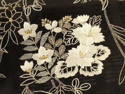 平和屋着物＊夏物　訪問着　紗　刺繍　草花文　金銀糸　正絹　逸品　AABH6534jd