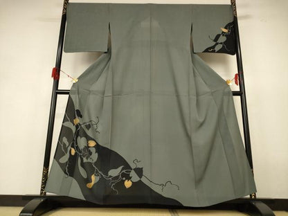 平和屋着物＊夏物 訪問着 絽 草花文 金彩 正絹 逸品 AABH6531jd