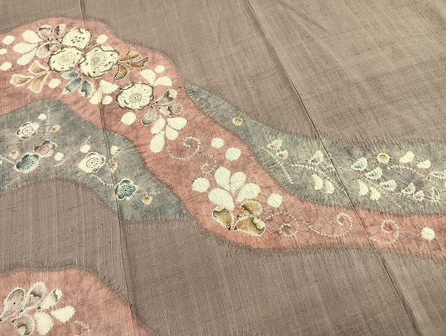 平和屋着物●訪問着　紬地　絞り　辻が花　正絹　逸品　未使用　AABH4903fy