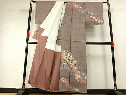 平和屋着物●訪問着　紬地　絞り　辻が花　正絹　逸品　未使用　AABH4903fy