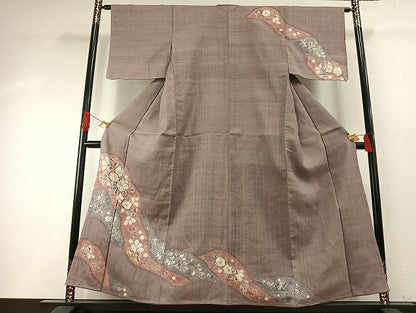 平和屋着物●訪問着　紬地　絞り　辻が花　正絹　逸品　未使用　AABH4903fy