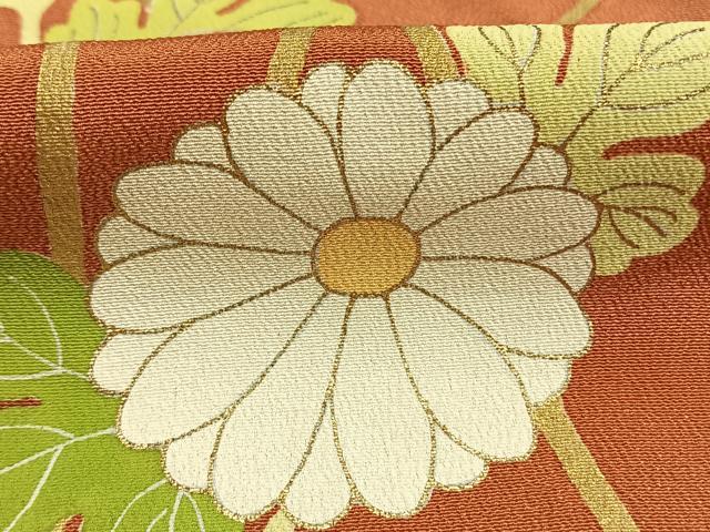 平和屋着物●銀座　志ま亀　訪問着　草花文　金彩　たとう紙付き　正絹　逸品　AABH4913fy