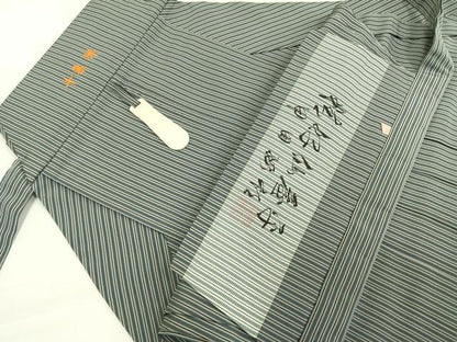 平和屋着物●男性　人間国宝　甲田綏郎　精好仙台平　行灯袴　縞　正絹　逸品　AABH4914fy