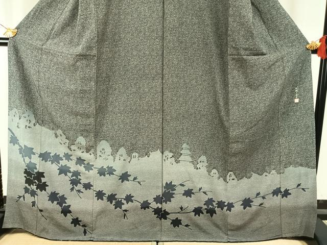 平和屋着物●江戸小紋染工房　小林染芸　小林茂徳　江戸小紋　訪問着　蔦の葉文　正絹　逸品　AABH4942fy