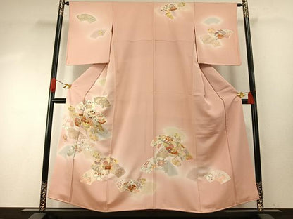 平和屋着物●創業460年・千總 　訪問着　地紙花文　暈し染め　金彩　正絹　逸品　AABH4907fy