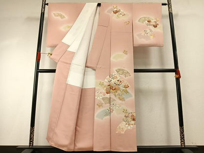 平和屋着物●創業460年・千總 　訪問着　地紙花文　暈し染め　金彩　正絹　逸品　AABH4907fy