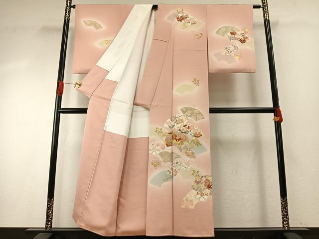 平和屋着物●創業460年・千總 　訪問着　地紙花文　暈し染め　金彩　正絹　逸品　AABH4907fy