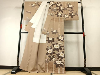 平和屋着物●本加賀友禅作家　木村州宏　訪問着　草花文　正絹　逸品　AABH4911fy