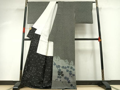 平和屋着物●江戸小紋染工房　小林染芸　小林茂徳　江戸小紋　訪問着　蔦の葉文　正絹　逸品　AABH4942fy