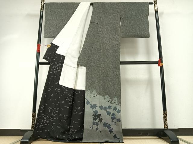 平和屋着物●江戸小紋染工房　小林染芸　小林茂徳　江戸小紋　訪問着　蔦の葉文　正絹　逸品　AABH4942fy