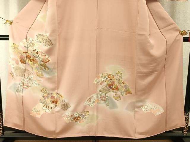 平和屋着物●創業460年・千總 　訪問着　地紙花文　暈し染め　金彩　正絹　逸品　AABH4907fy