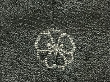 平和屋着物●訪問着　絞り　刺繍　草花文　黒地　金彩　正絹　逸品　AABH4921fy