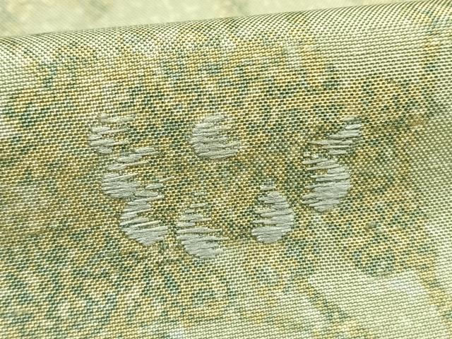 平和屋着物●石川県指定無形文化財　牛首紬　白山工房　手織り　草花文　正絹　逸品　AABH4941fy