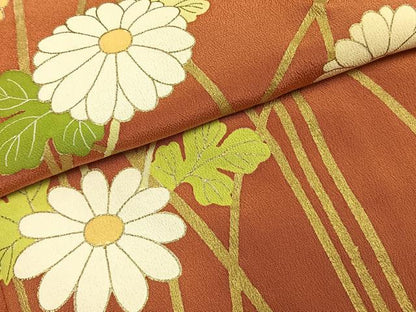平和屋着物●銀座　志ま亀　訪問着　草花文　金彩　たとう紙付き　正絹　逸品　AABH4913fy