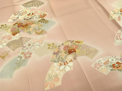 平和屋着物●創業460年・千總 　訪問着　地紙花文　暈し染め　金彩　正絹　逸品　AABH4907fy