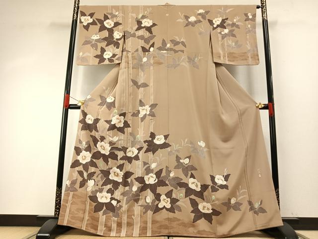 平和屋着物●本加賀友禅作家　木村州宏　訪問着　草花文　正絹　逸品　AABH4911fy