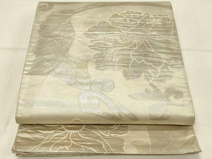 平和屋着物◎六通柄袋帯　花唐草文　銀糸　正絹　逸品　DABE3628qp