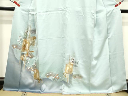 平和屋着物■訪問着　御所車花文　暈し染め　金銀彩　正絹　逸品　DABE2940cd