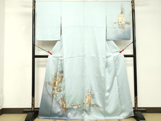 平和屋着物■訪問着　御所車花文　暈し染め　金銀彩　正絹　逸品　DABE2940cd