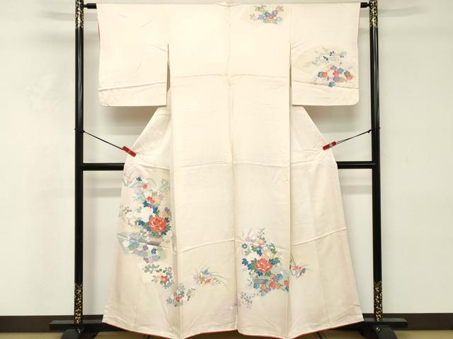 平和屋着物■中国三大刺繍　相良刺繍　訪問着　地紙花文　金糸　正絹　逸品　DABE2923cd