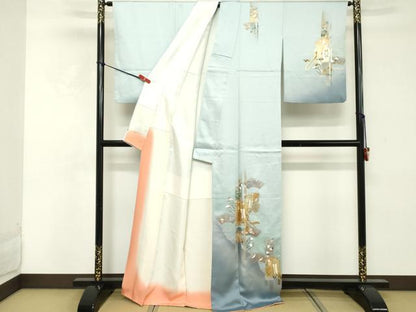 平和屋着物■訪問着　御所車花文　暈し染め　金銀彩　正絹　逸品　DABE2940cd