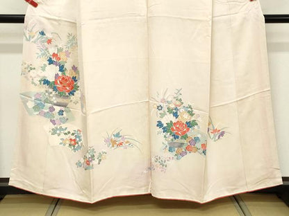 平和屋着物■中国三大刺繍　相良刺繍　訪問着　地紙花文　金糸　正絹　逸品　DABE2923cd