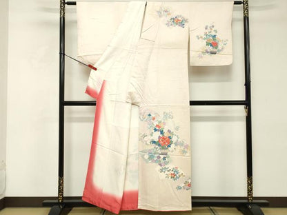 平和屋着物■中国三大刺繍　相良刺繍　訪問着　地紙花文　金糸　正絹　逸品　DABE2923cd